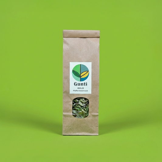 Pfefferminztraum Kräutertee von GuntiGold Frontansicht Verpackung